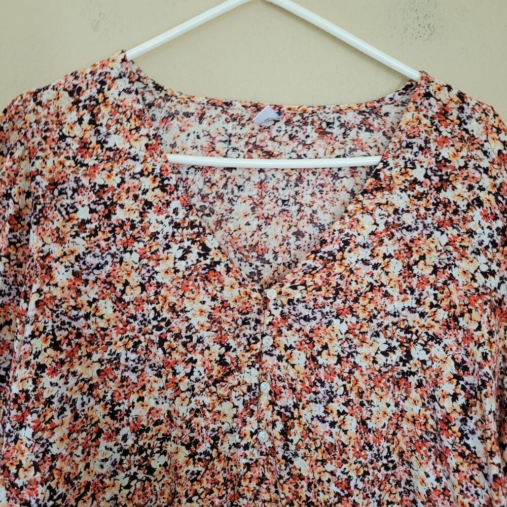 Old Navy Womens Peasant Boho Top XL Tall Long Sleeve Floral Balloon Sleeves Boho - Picture 2 of 7